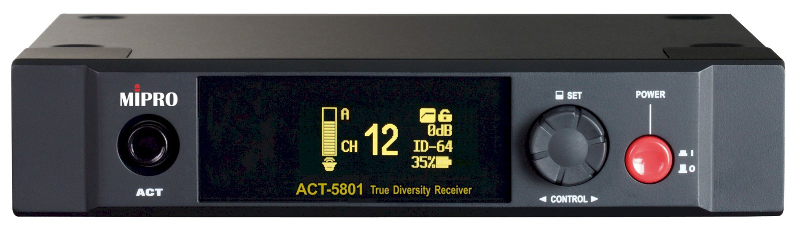 ‌MIPRO ACT 5801 - Jednokanałowy odbiornik cyfrowy ISM 5,8 GHz w obudowie rack 19" 1/2U