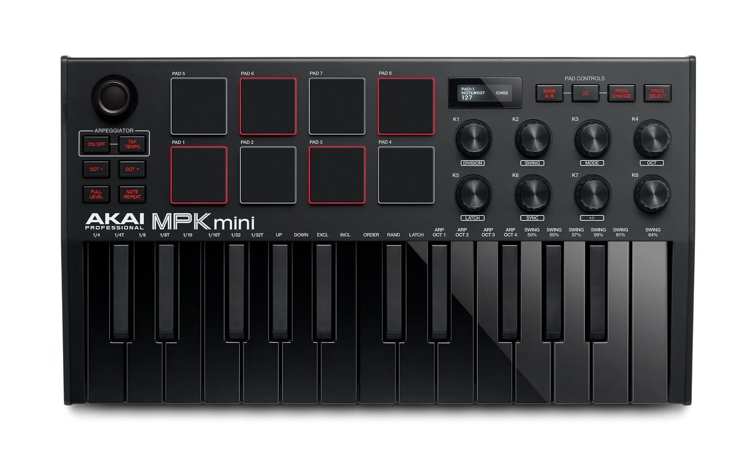 AKAI MPK MINI MK3 Black - klawiatura front