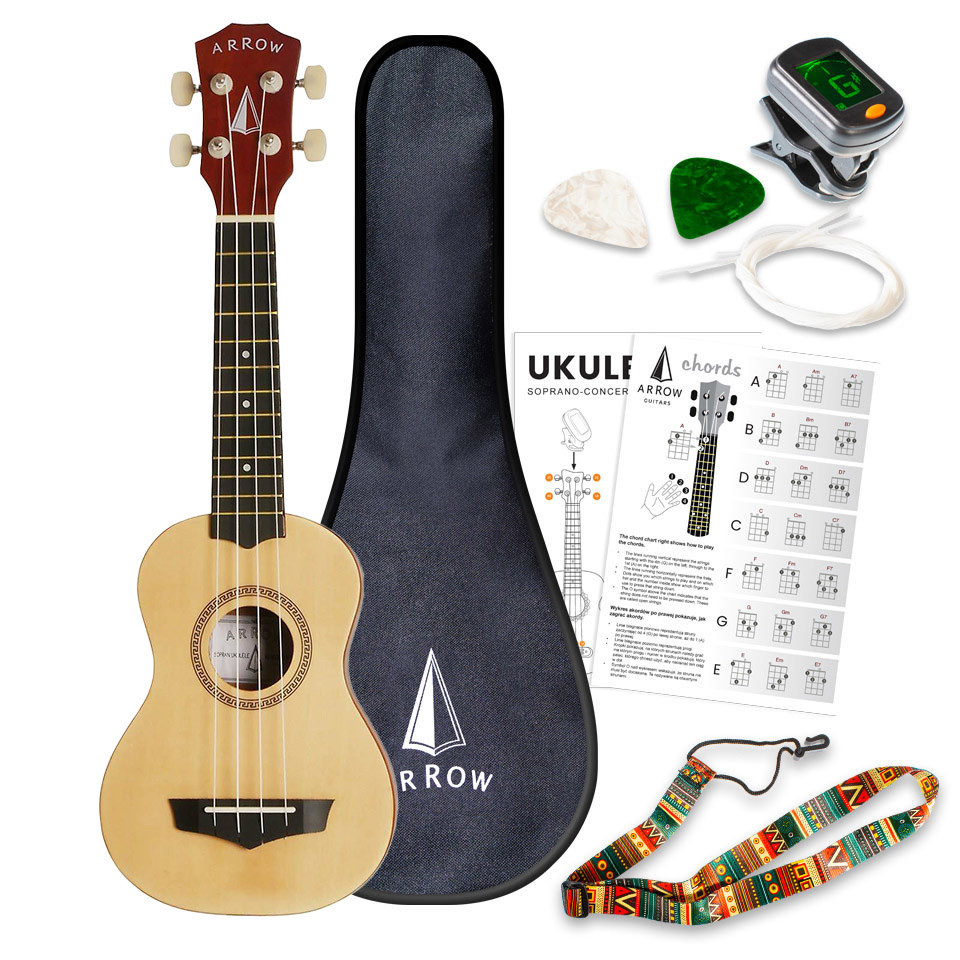 Arrow PB10 NA Soprano Natural Bright Top Set - Ukulele-Set zestaw