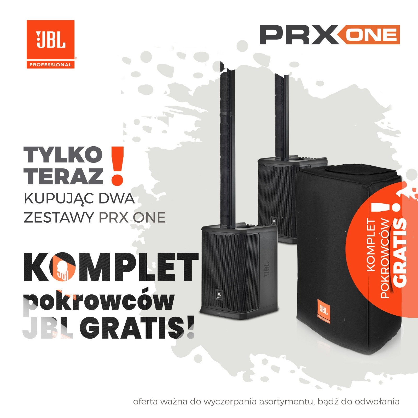 ‌JBL PRX ONE - Przenośny system kolumnowy z wbudowanym mikserem cyfrowym i DSP - PARA + POKROWCE GRATIS