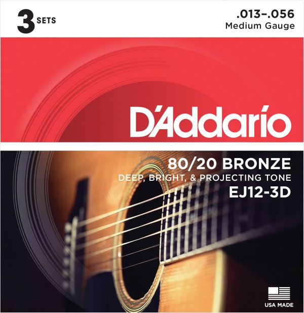 DADDARIO EJ12-3D - Struny do gitary akustycznej