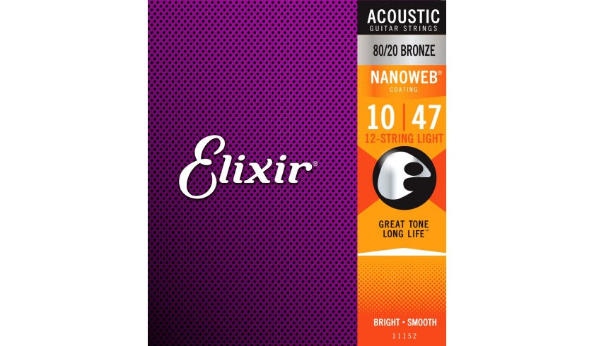 Elixir 11152 NanoWeb Bronze 12-String Light 10-47, 10-27 - struny akustyczne