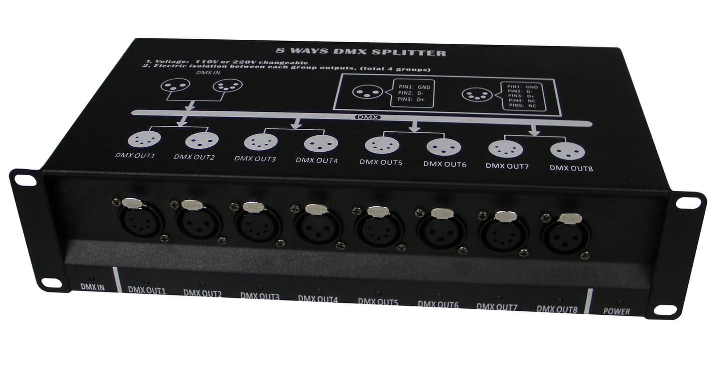 ‌Fractal Lights DMX 8 BOX SPLITTER - Rozdzielacz sygnału front