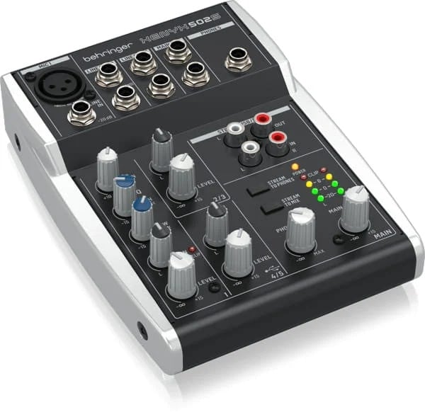 ‌Behringer 502S - 5-kanałowy kompaktowy mikser analogowy z interfejsem USB zaprojektowany specjalnie do obsługi podcastów, streamowania oraz nagrywania w domu