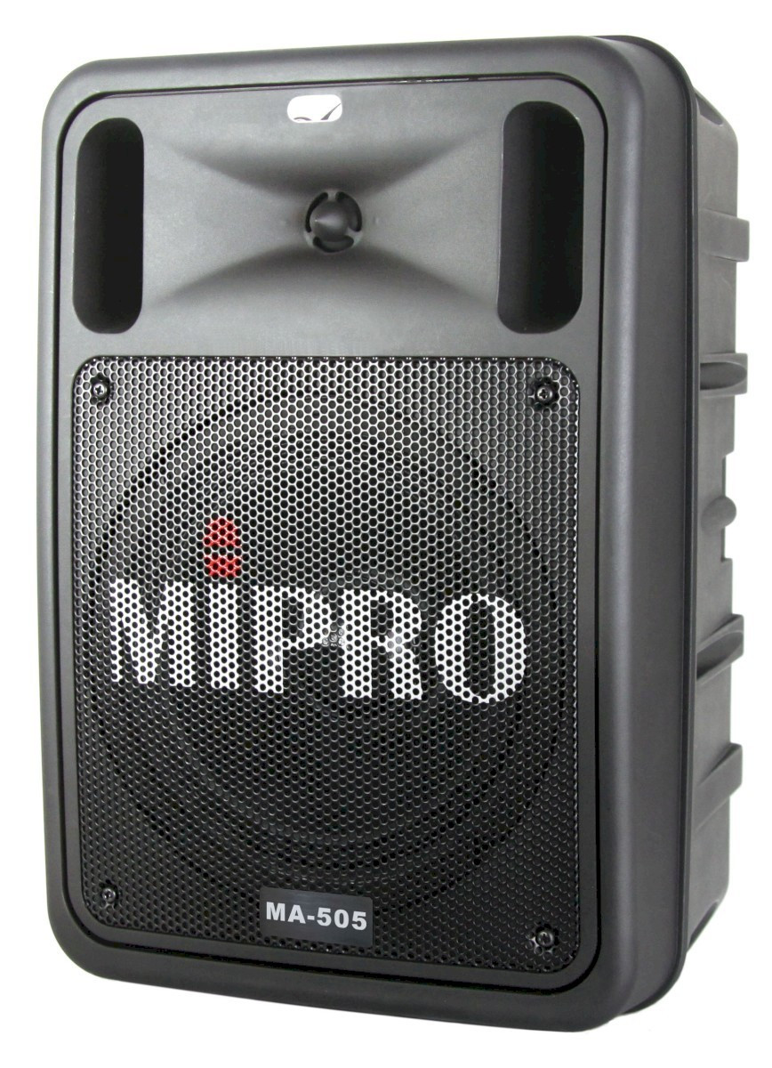 MIPRO MA-505R1/DPM-3 - Przenośny system nagłośnieniowy o konstrukcji modułowej z wbudowanym jednokanałowym odbiornikiem UHF oraz odtwarzaczem CD/MP3