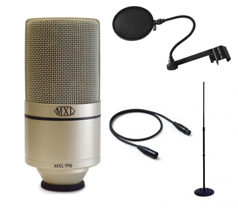 MXL 990 + Statyw + Pop filtr + kabel 3m - zestaw