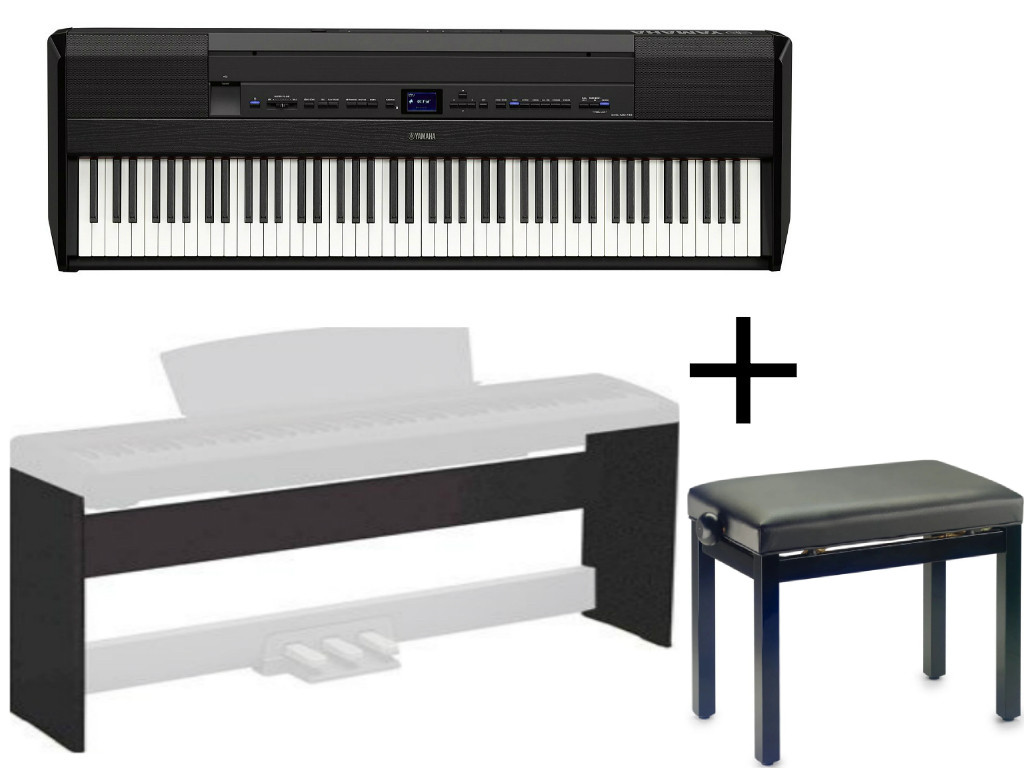 Yamaha P-515B - pianino cyfrowe czarne + statyw + siedzisko
