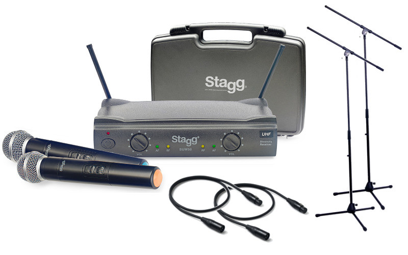 Stagg SUW 50 MM FH EU + 2x statyw + 2x kabel 1m
