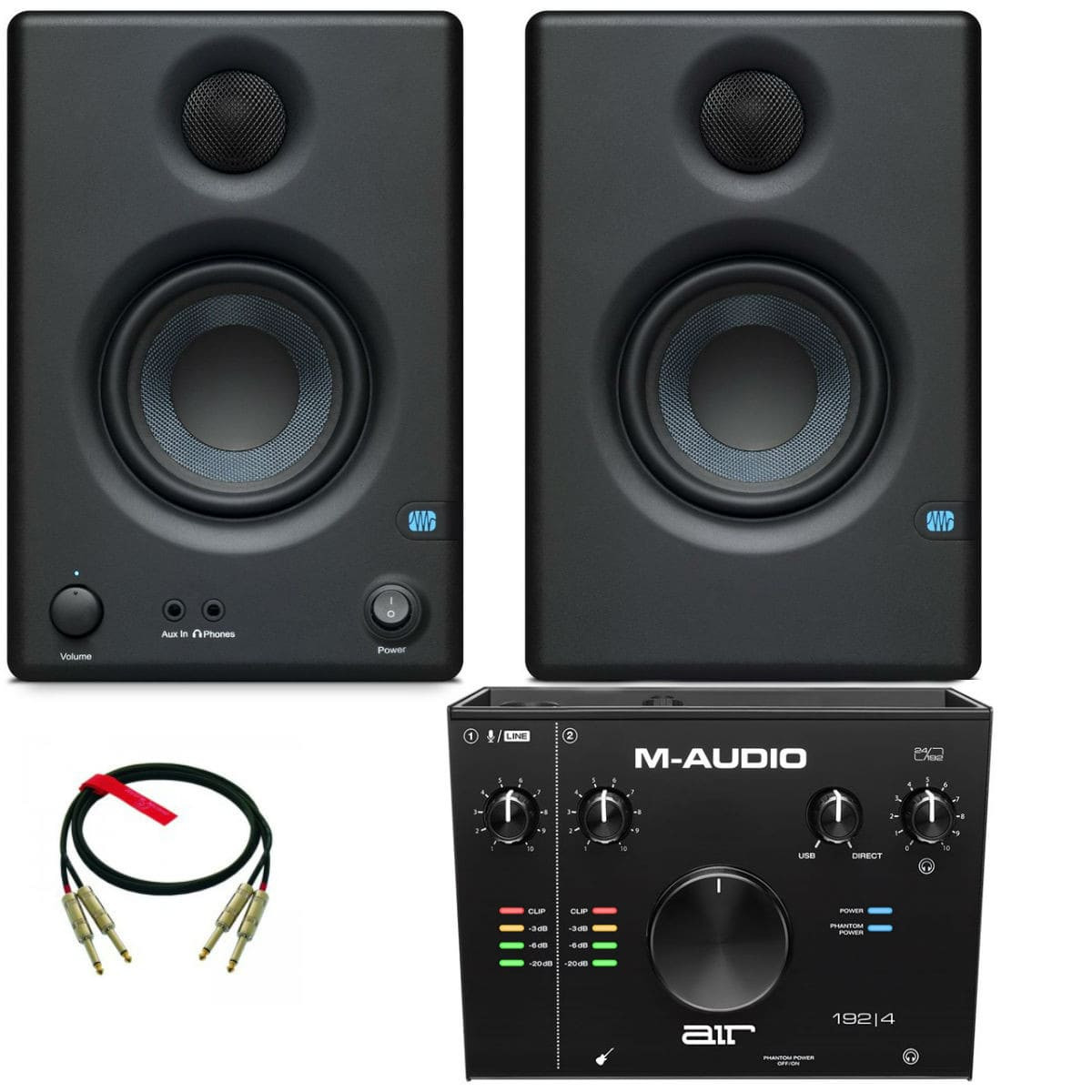 PRESONUS Eris E3.5 - Monitory + M-audio AIR 192/4 + kable - zestaw