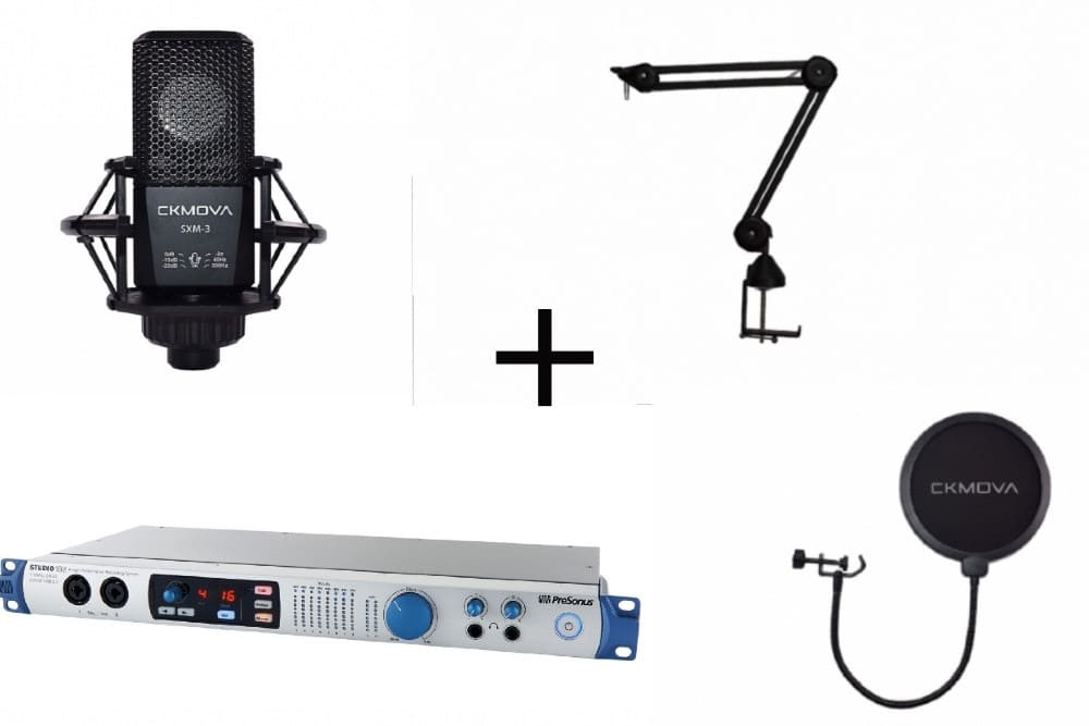 ‌PreSonus Studio 192 + CKMOVA SAS-2 + CKMOVA SPS-1 + CKMOVA SXM-3 - Audio Interface USB 3.0 + ramie mikrofonowe + POP filtr + mikrofon - zestaw