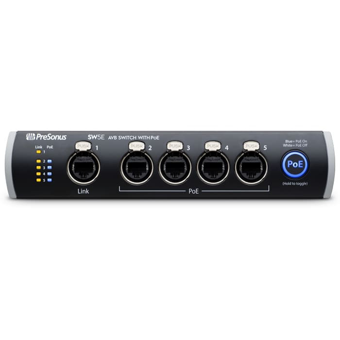 PreSonus SW5E - 5-portowy switch AVB z PoE front