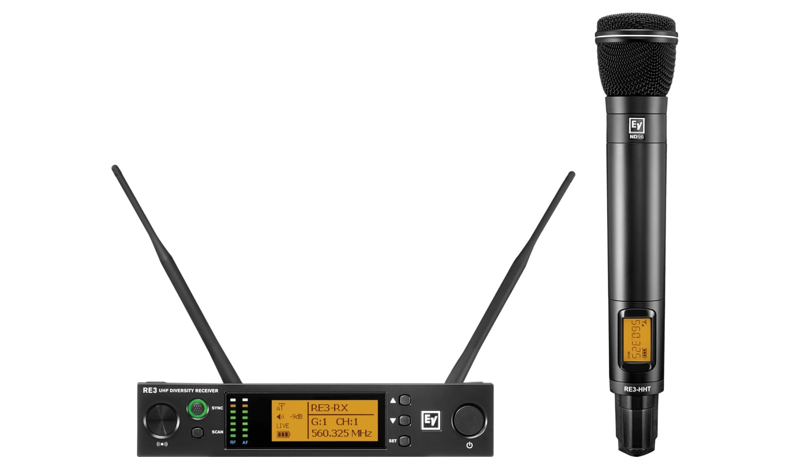 ‌Electro-voice RE3-ND96-5L - Zestaw bezprzewodowy UHF z dynamicznym mikrofonem superkardioidalnym nd965L-Band (488 MHz - 524 MHz) - 10/50mW
