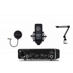 ‌BEHRINGER UMC22 + CKMOVA SAS-2 + CKMOVA SPS-1 + CKMOVA SXM-3 - interfejs audio USB + ramię mikrofonowe + POP filtr + mikrofon pojemnościowy