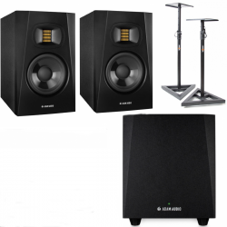 ADAM T5V + Adam T10s - Pair of Active monitors + Subwoofer + Tripods