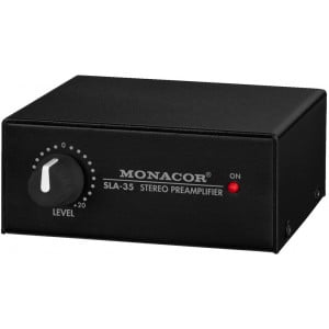 MONACOR SLA-35 - Wzmacniacz stereo dopasowujący poziom i impedancję