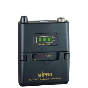 ‌MIPRO ACT 58 T - Cyfrowy nadajnik bodypack ISM 5,8 GHz, zasilany standardowymi bateriami AA