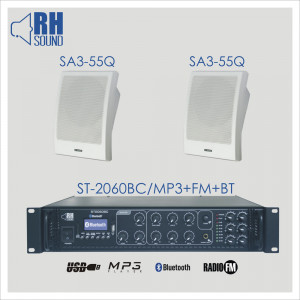 RH SOUND ST-2060BC/MP3+FM+BT + 2x SA3-55Q‌ - Nagłośnienie naścienne