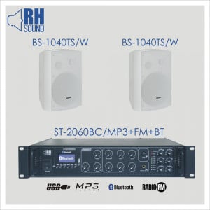 RH SOUND ST-2060BC/MP3+FM+BT + 2x BS-1040TS/W - nagłośnienie naścienne