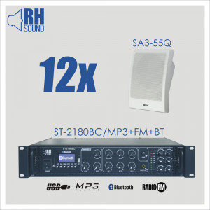 RH SOUND ST-2180BC/MP3+FM+BT +12x SA3-55Q - nagłośnienie naścienne