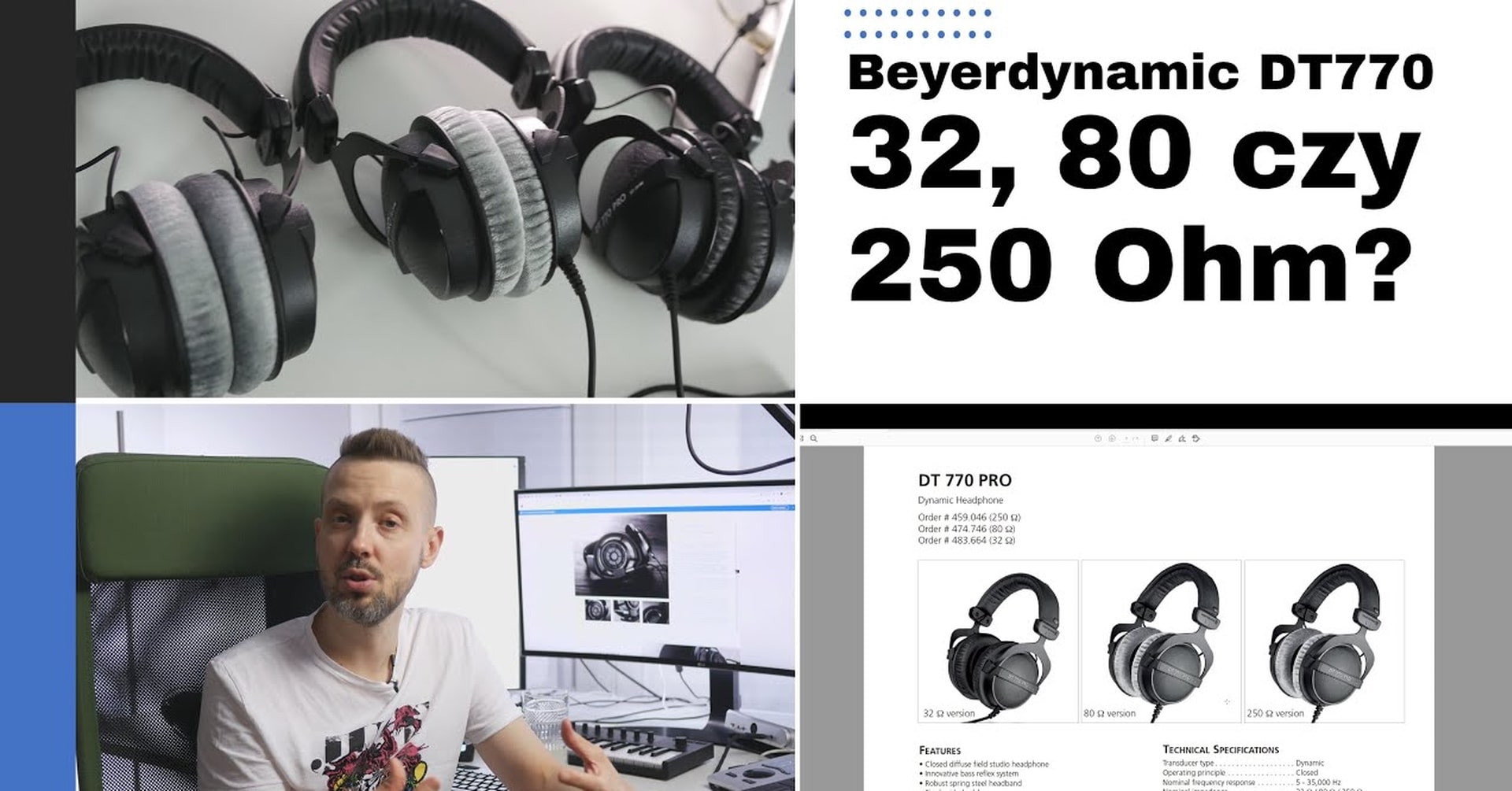 Słuchawki Beyerdynamic DT770 Pro - 32, 80 czy 250 Ohm? Które wybrać?