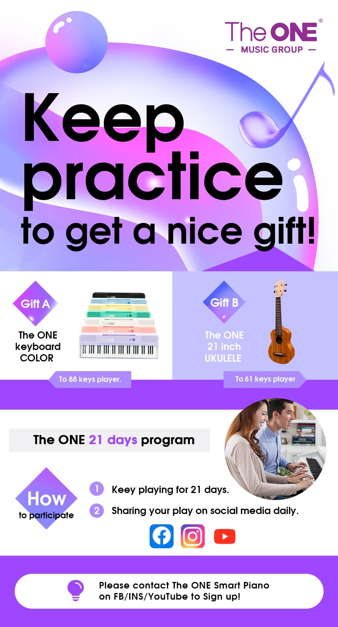 Promocja The One Smart Piano: zgarnij keyboard lub ukulele!
